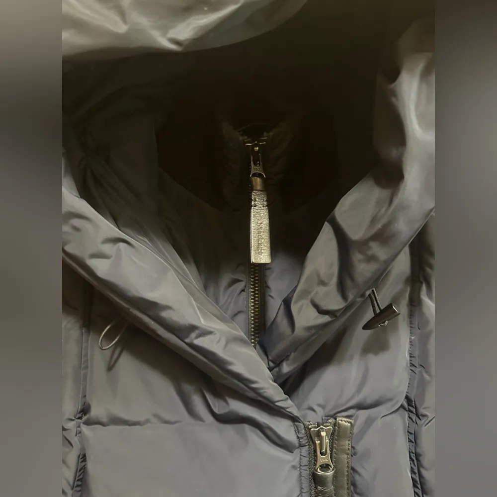 Mackage Leather Sleeves Navy Blue/Black PUFFER Jacket Size XS EUC - Image 8