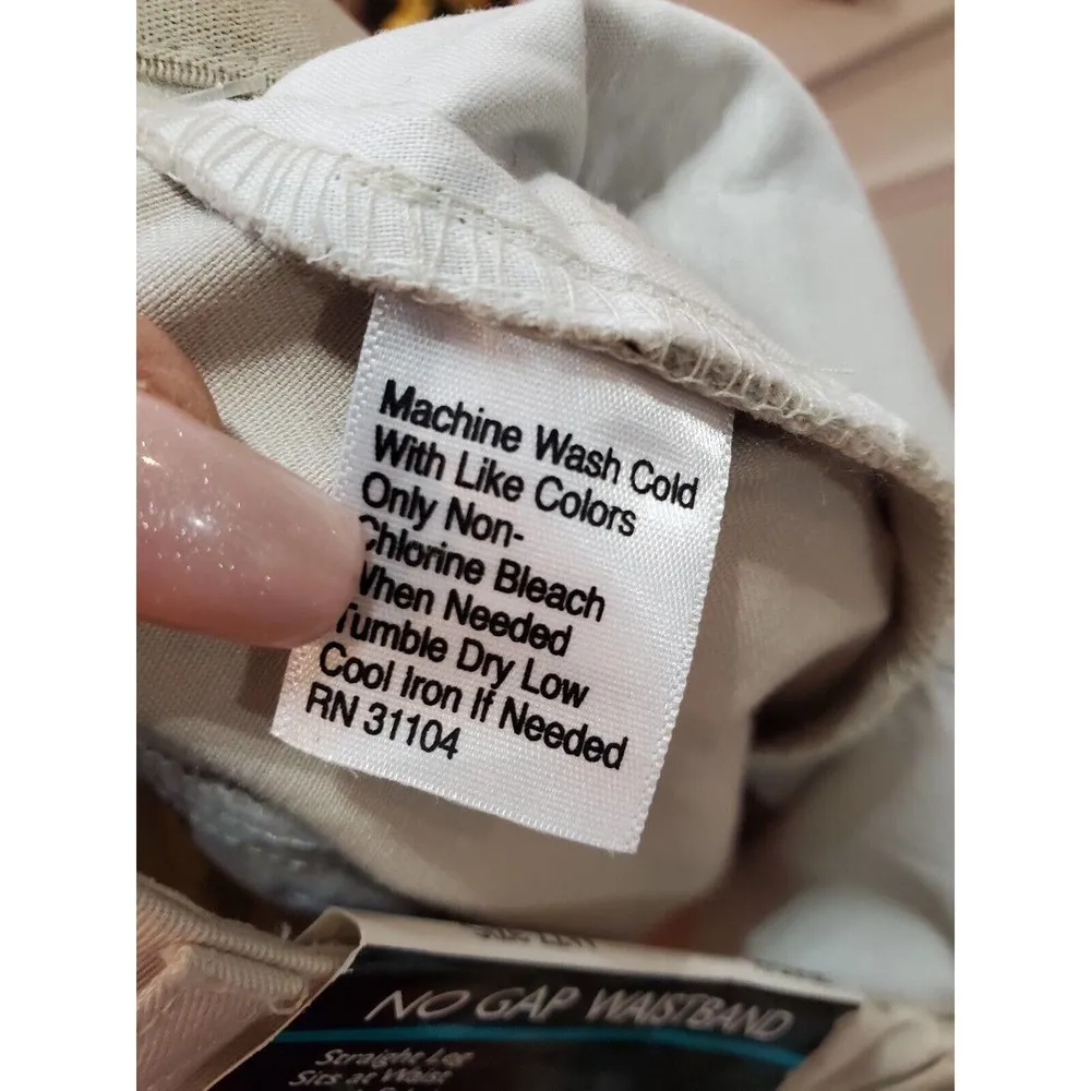 Kim Rogers Womens Beige Solid Cotton Straight Leg Casual Stretch Pants Size 22 - Image 10
