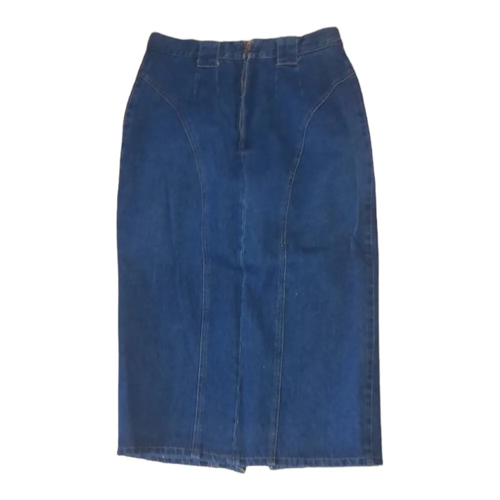 Cap Ferrat long denim skirt with zipper slit closing size 13 Blue - Image 11