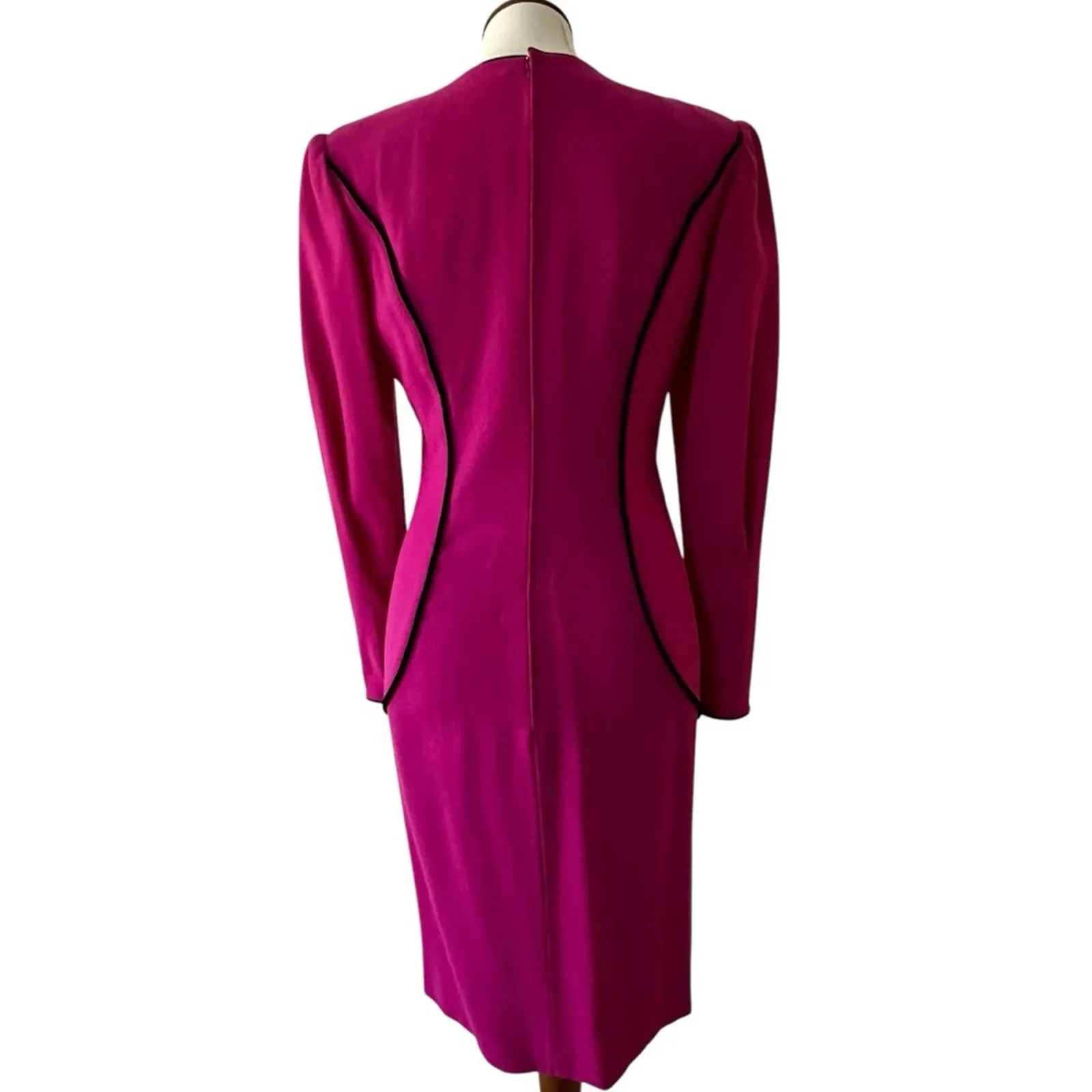 Vintage Dress Small Long Sleeve Emanuel Ungaro Parallele Paris RARE 80s 40s Pink - Image 10