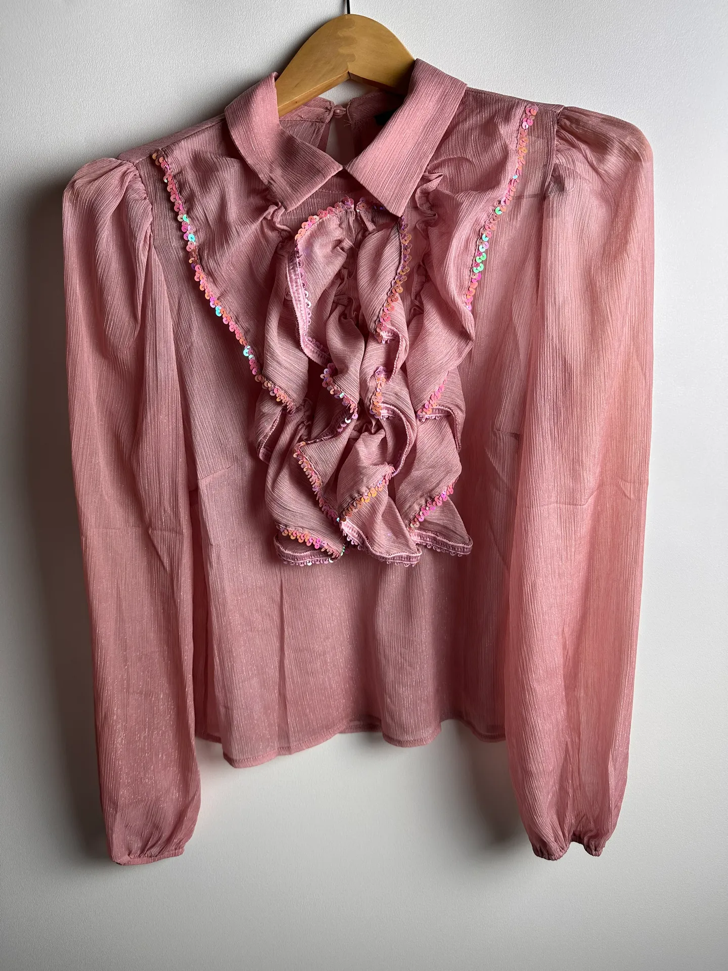 Pink Chiffon Blouse Size M - Image 7