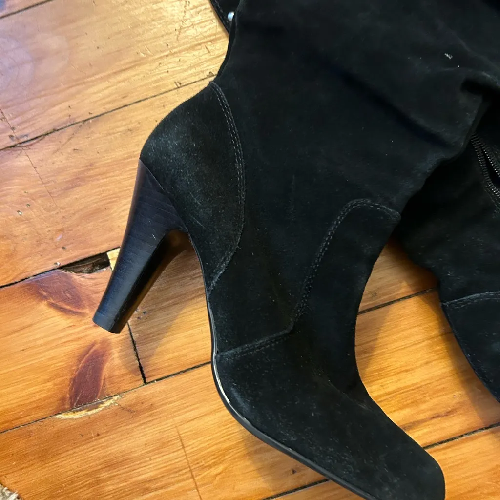 Guess Y2K Black Suede Women's Heeled Boots slouchy high 8 - Image 2