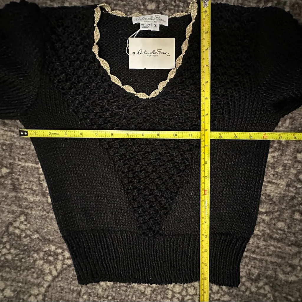 Antonella Preve Vintage NWT Women’s Size S Black Gold Metallic Neckline Sweater - Image 9