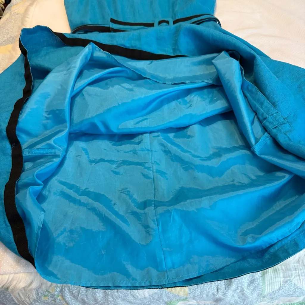 Talbots Pure Irish Linen Blue Midi Dress W/ Belt Women’s Size 10 Lined - Image 11