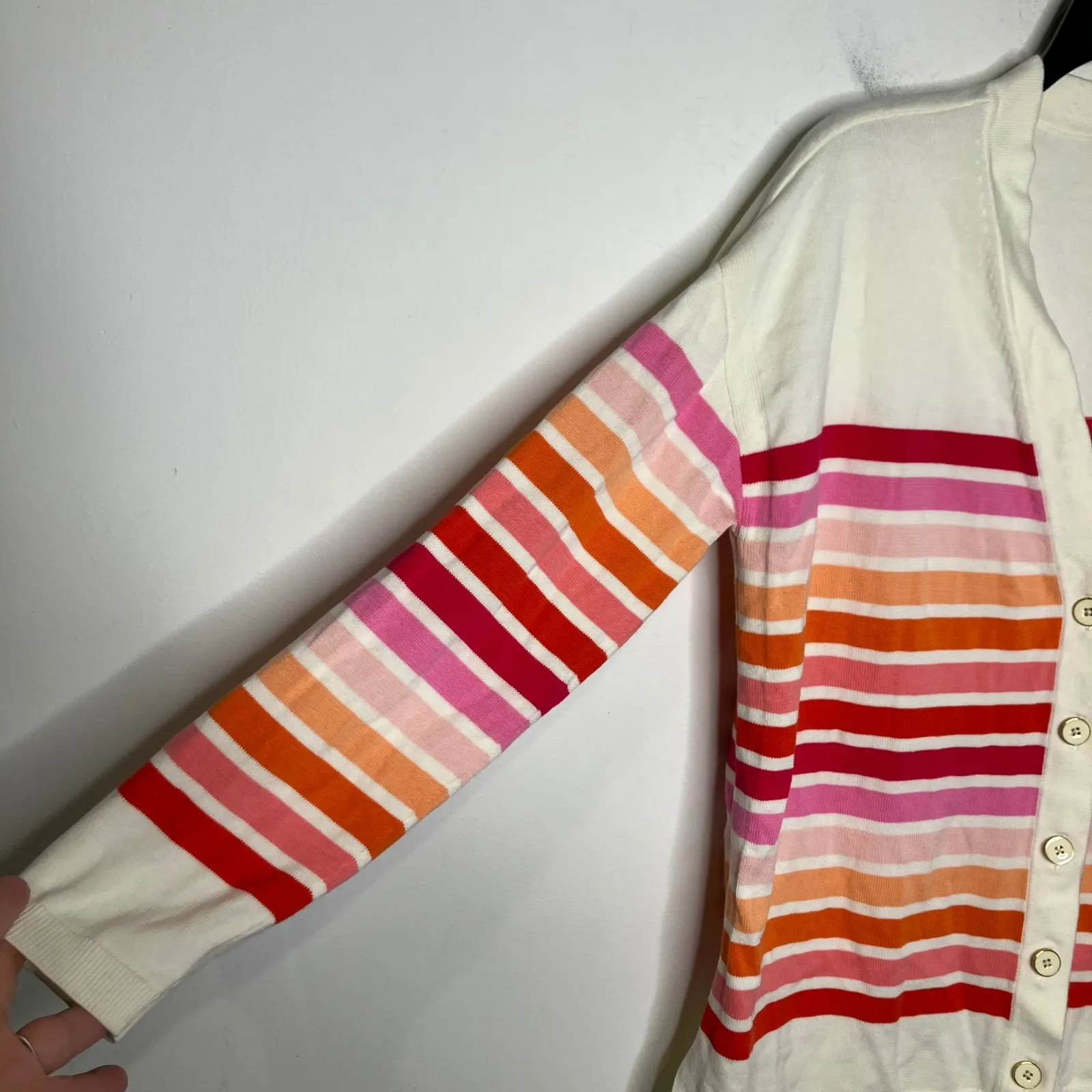 Talbots fun and flirty striped cardigan button front multicolored women's large - Image 6