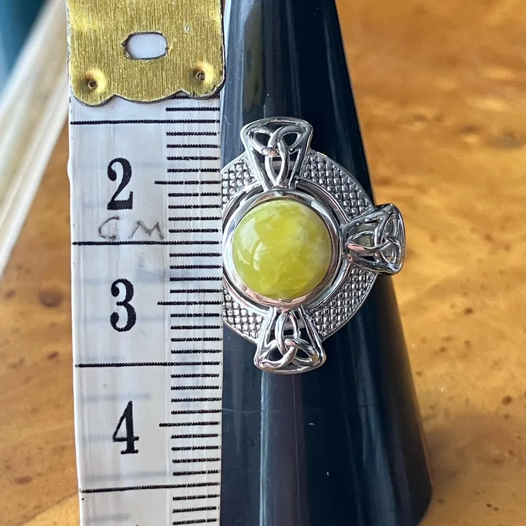 Natural Connemara Marble Sterling Silver Celtic Ring Size 7 - Image 7