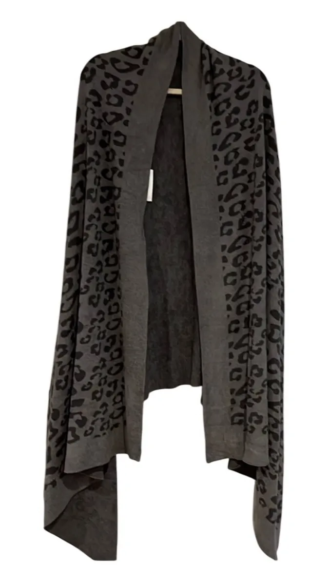 Barefoot Dreams CozyChic Ultra Lite Cardigan Wrap Leopard Print LXL - Image 1