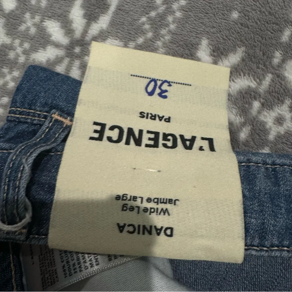 NWT L'AGENCE Danica High Rise Wide Leg Raw Hem Jeans Size 30 - Image 9