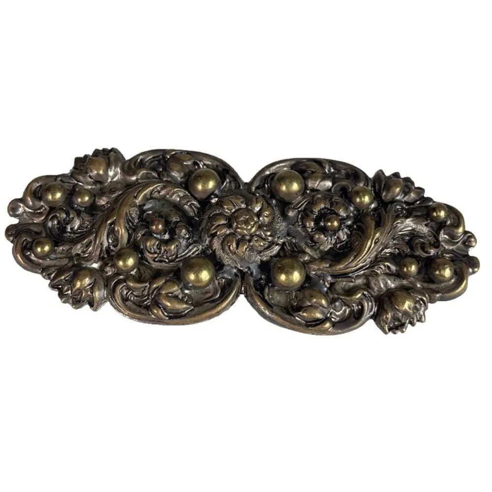 Vintage Art Nouveau 3.5” 3D floral brass brooch Gold - Image 3