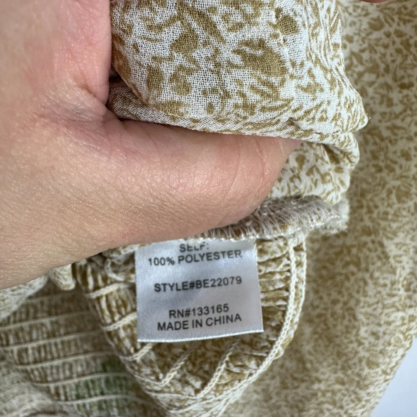 Altar'd State Top Women L Beige Floral Ruched Cottagecore Coquette Romantic Boho - Image 3