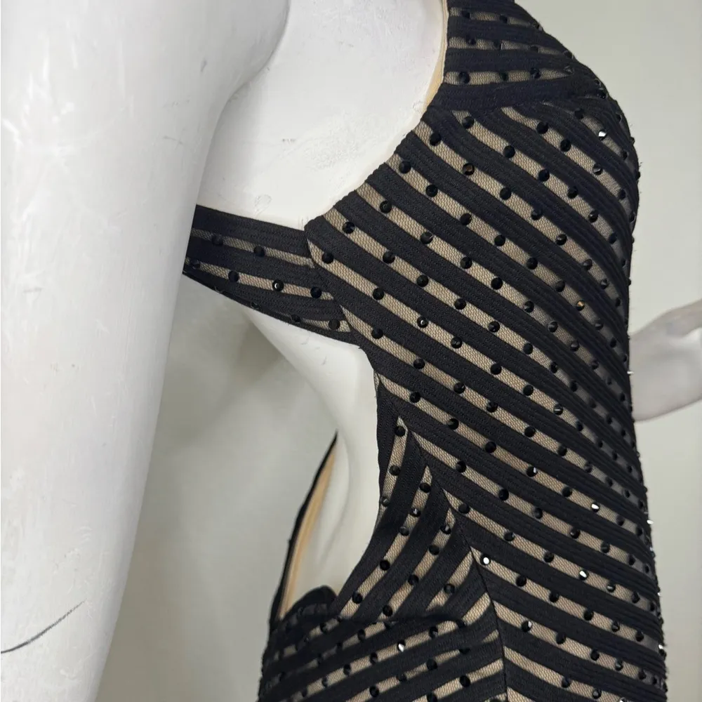 La Femme Short Cocktail Black Beaded Dress Size 8.  #78 - Image 9