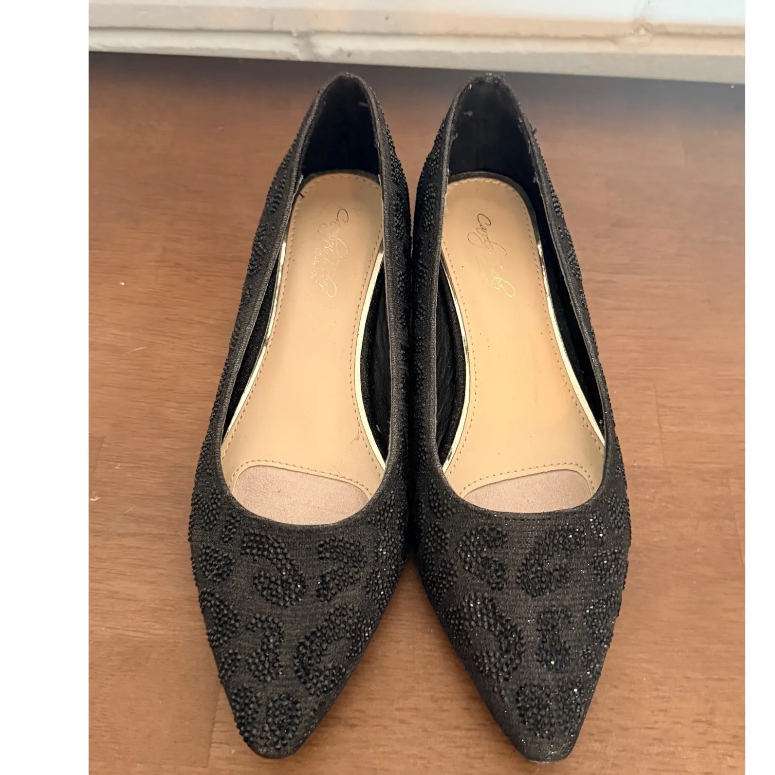 Carolyn Tucker Women Black Leopard Sparkle Pointed Toe Low Block Heels Shoes 6 - Image 3