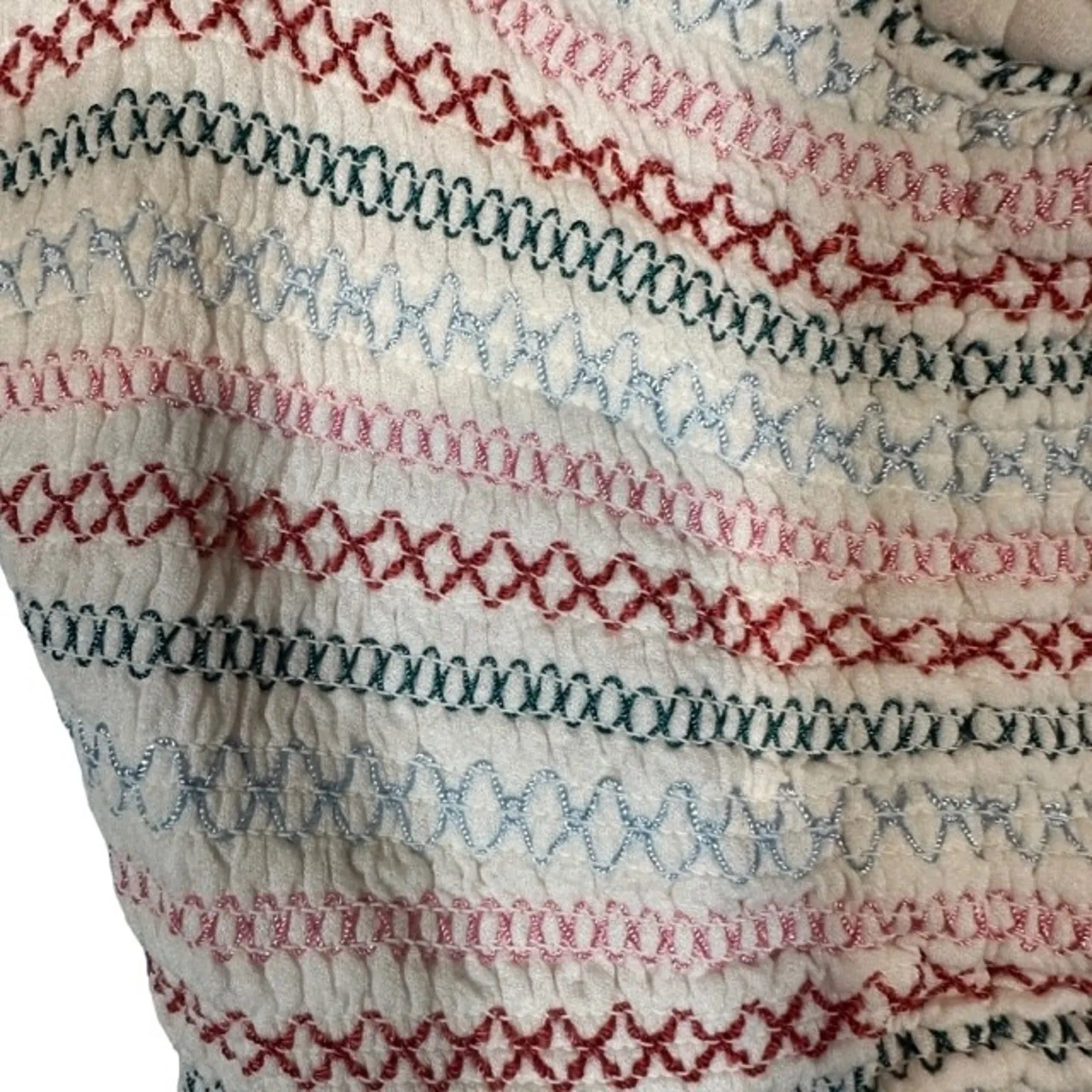 Urban Outfitters White Cropped Stretch Top with Colorful Stripes Women Size Sm - Image 6