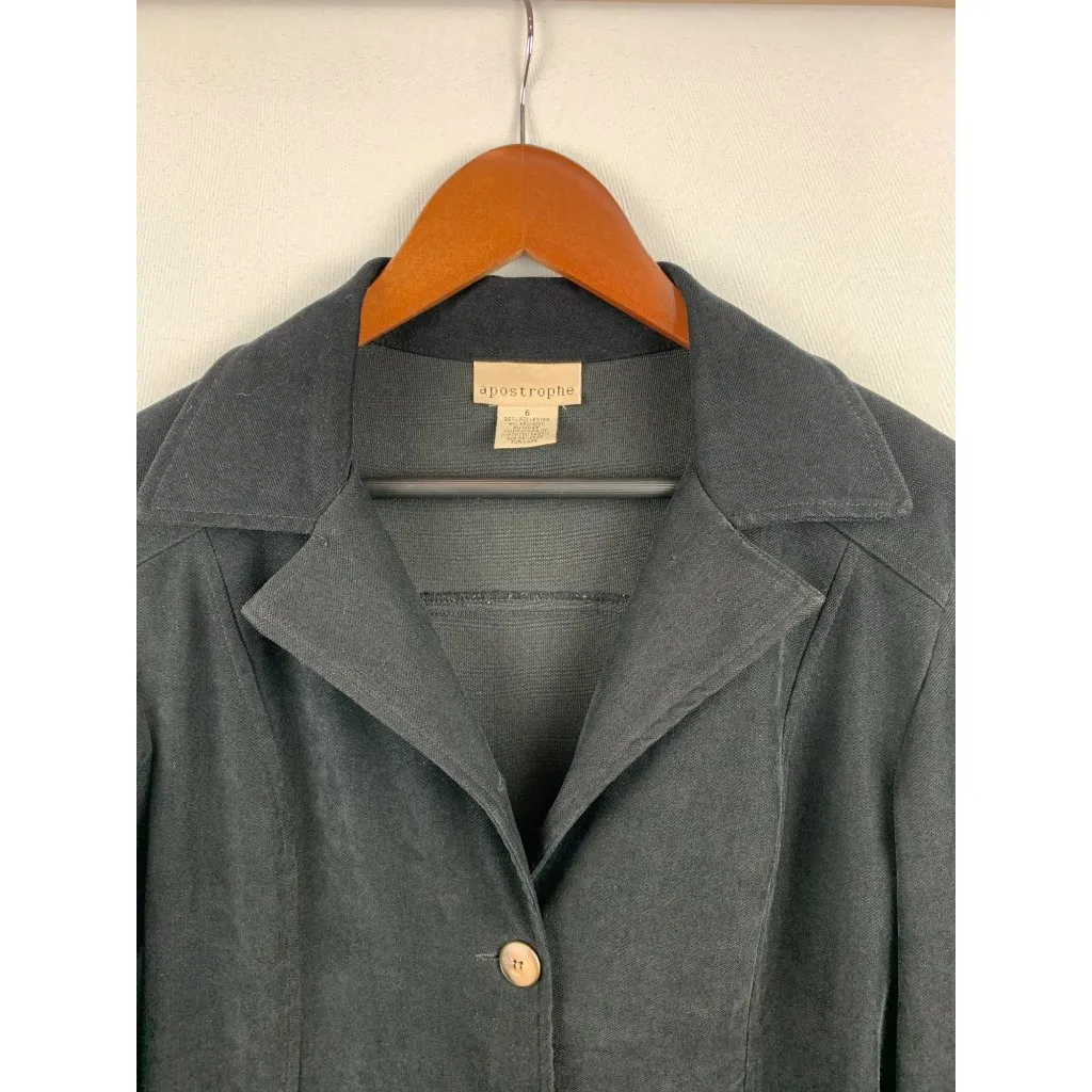 Apostrophe Womens Button-Up Blazer Jacket Size 6 Black - Image 2