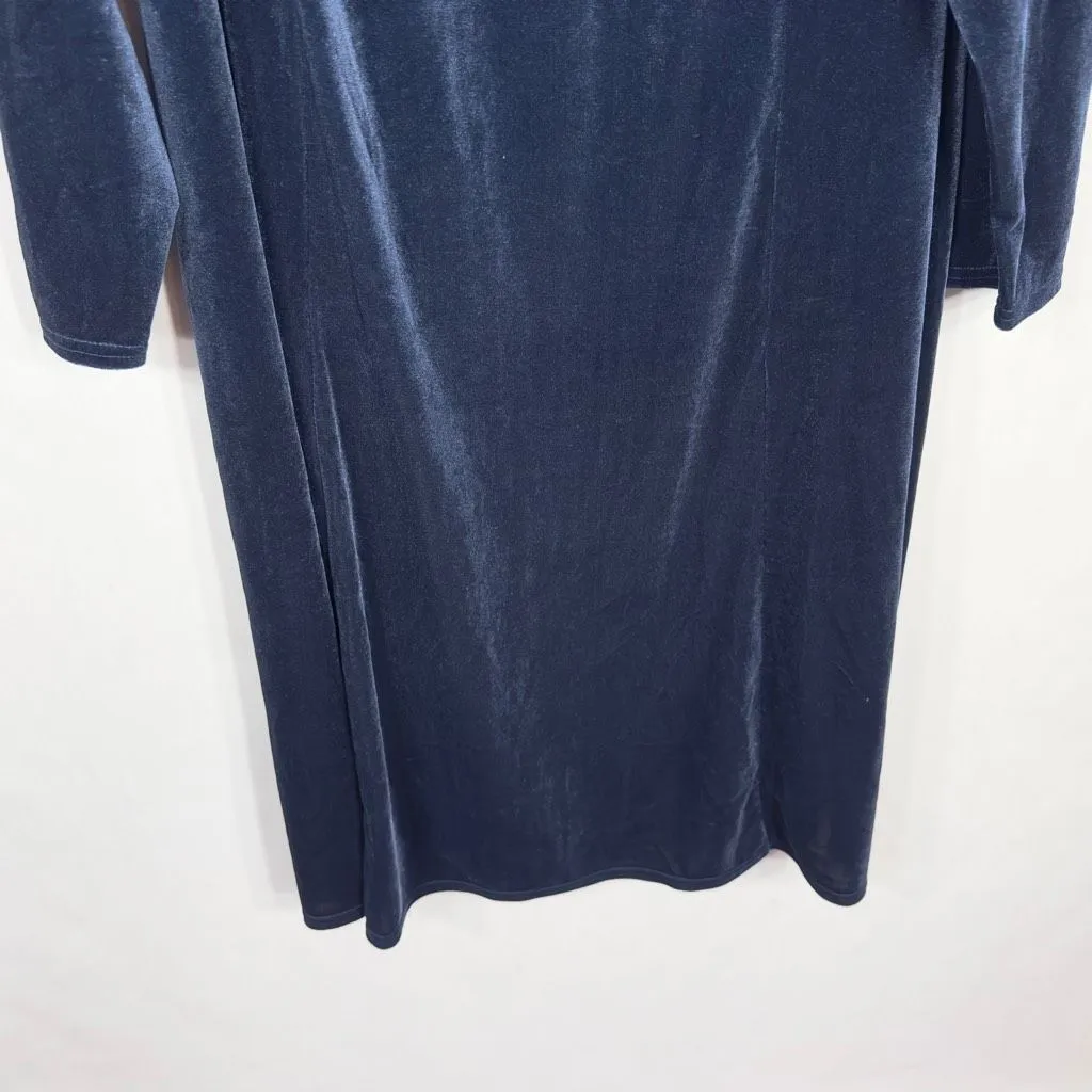 Quacker Factory Plus Size 3X Dress Blue Velvet Embroidered Rhinestone Midi 465 - Image 5