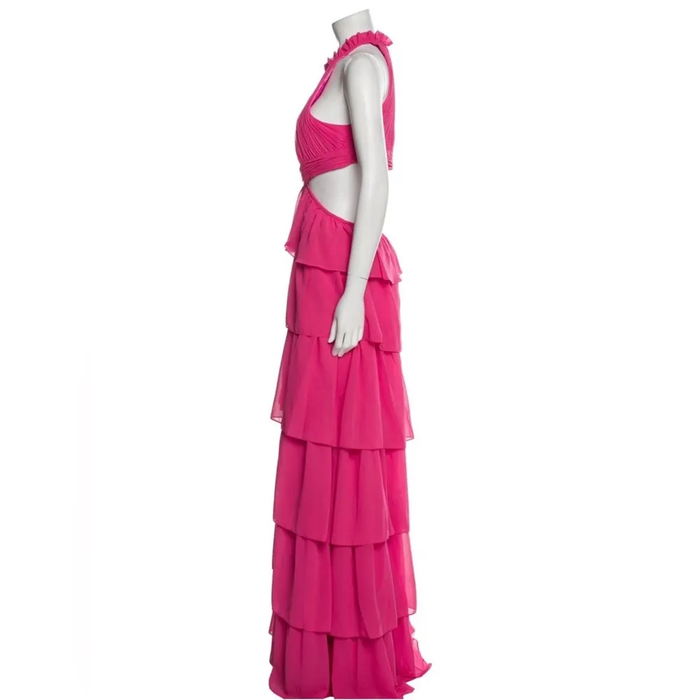 NWT Ieena For Mac Duggal Tiered Ruffle Pleated High Neck Evening Gown S Small - Image 5