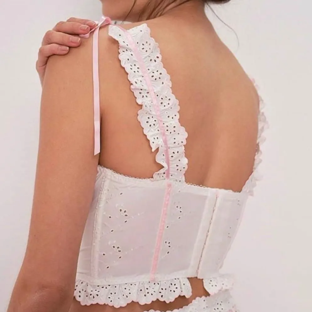 For Love And Lemons White and Pink Lace Bralette 38C - Image 4