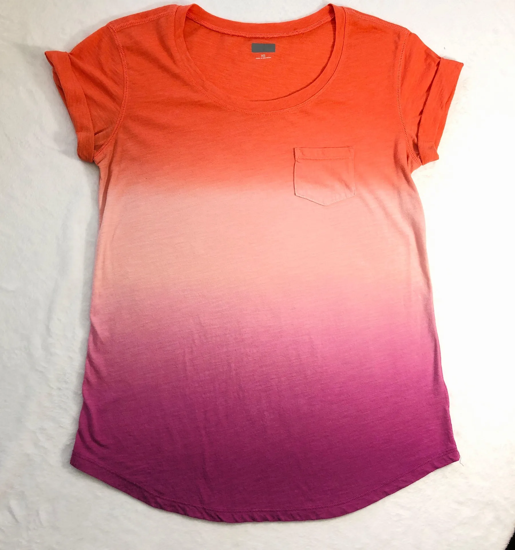 Ombré shirt with dip dye look and cuffed sleeves size XS Purple - Image 3