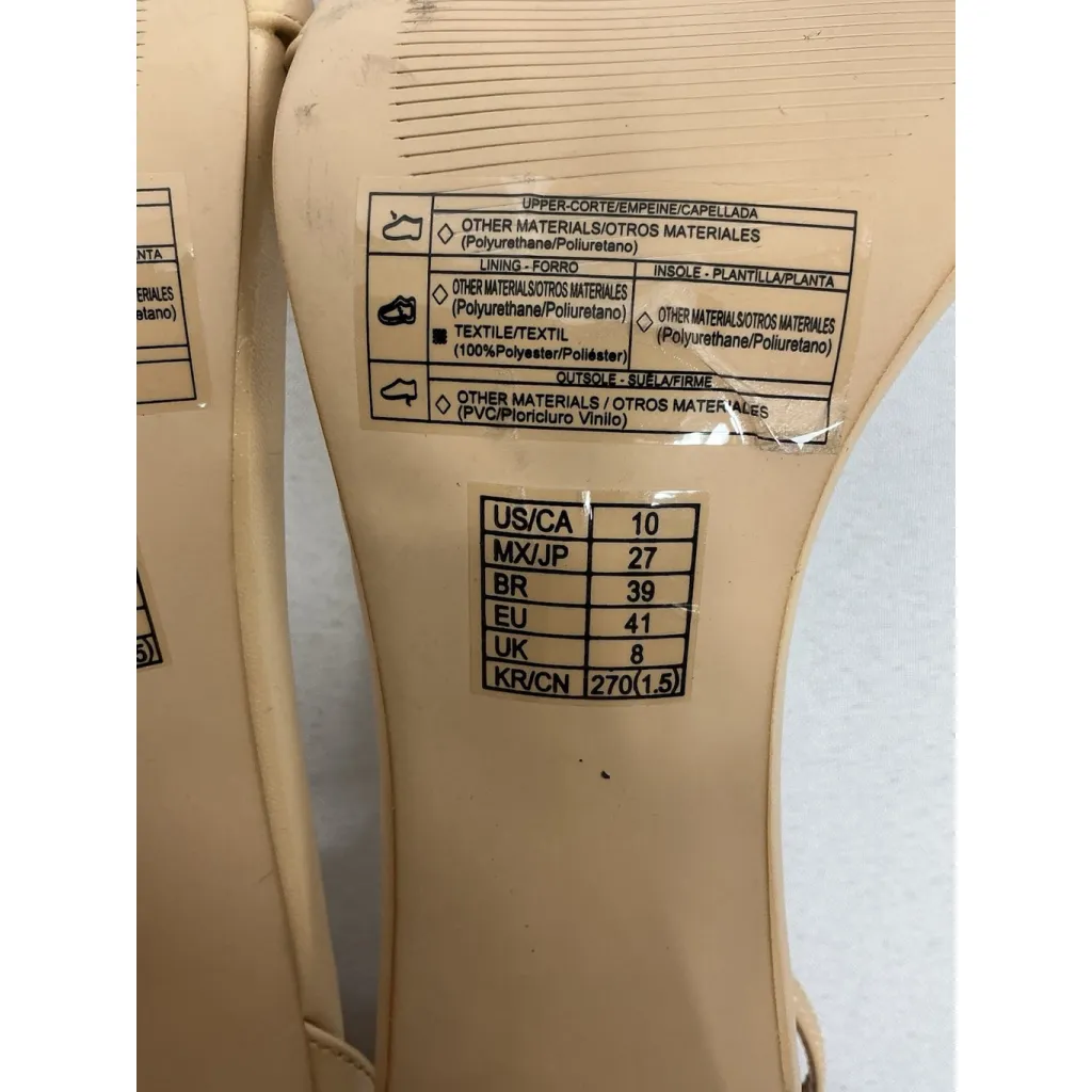 Womans Forever 21 Slip On Sandals 10 Beige Strappy Open Toe Block Heel - Image 9