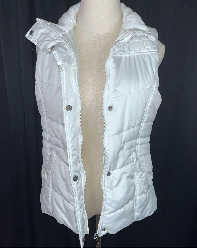 NEW YORK & COMPANY NY&C Solid White Puffer Zip Up Vest Small - Image 6