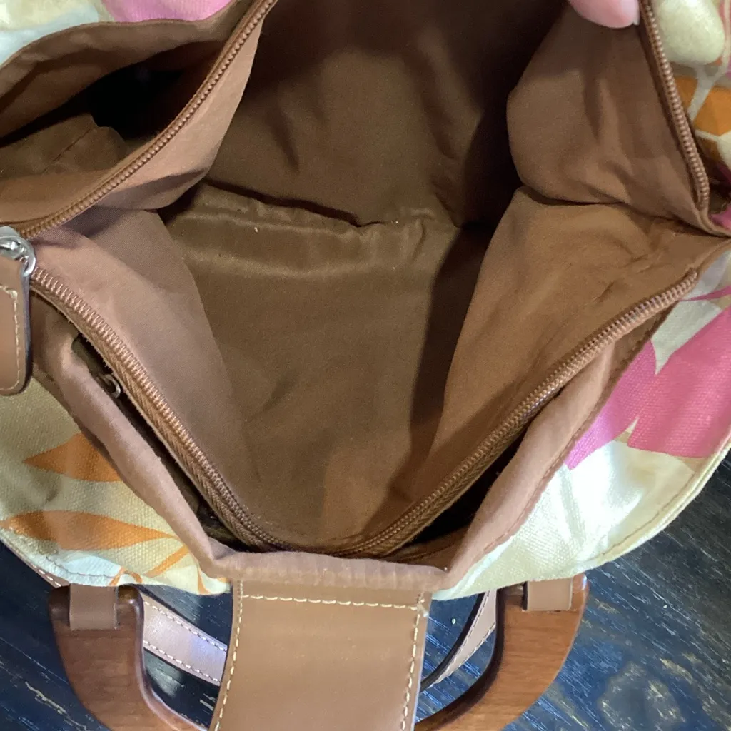 Relic Canvas Floral Satchel with Wooden Handles and Detachable Strap - Image 10