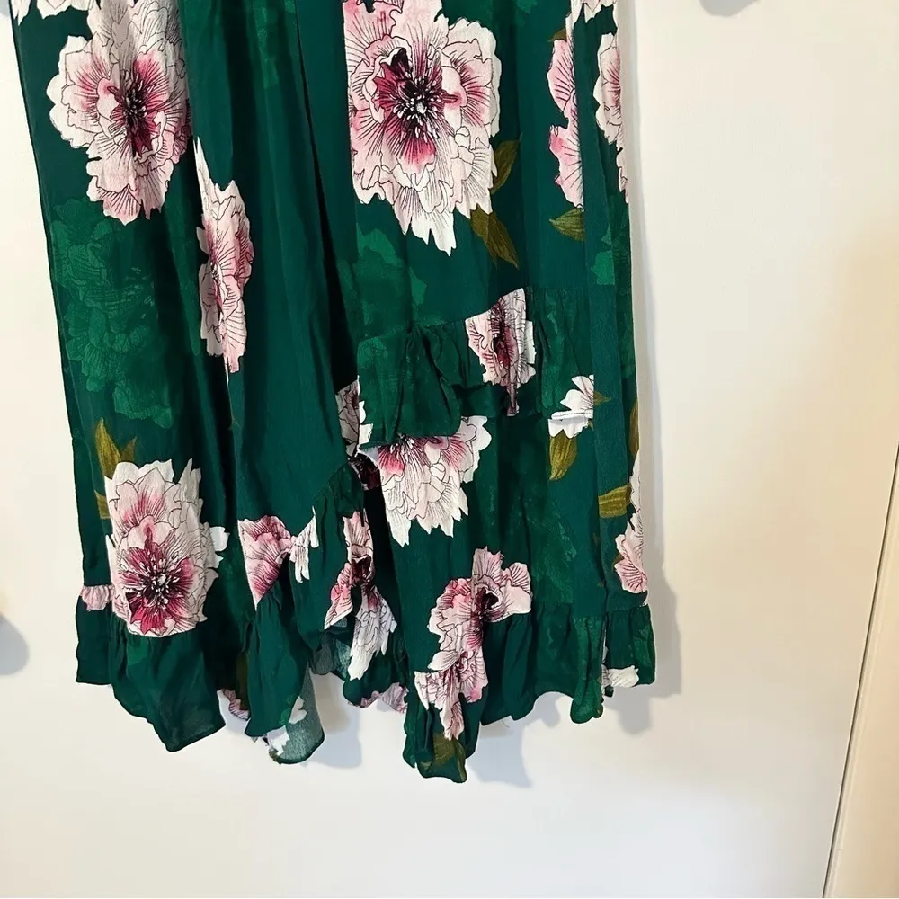Anthropologie Green Floral Ruffle Trim Dress Plenty Tracy Reese Womens Small - Image 5