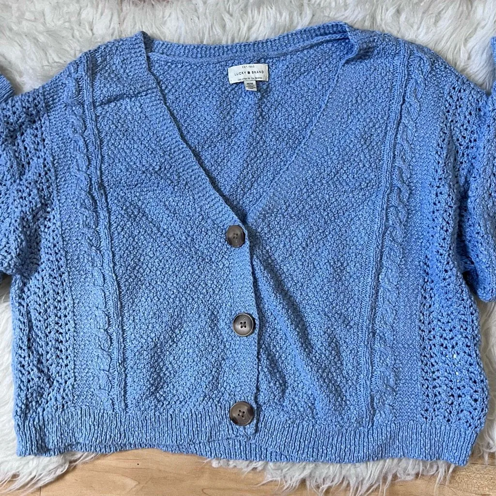 Lucky Brand blue knot style fall and winter cardigan sweater M - Image 6