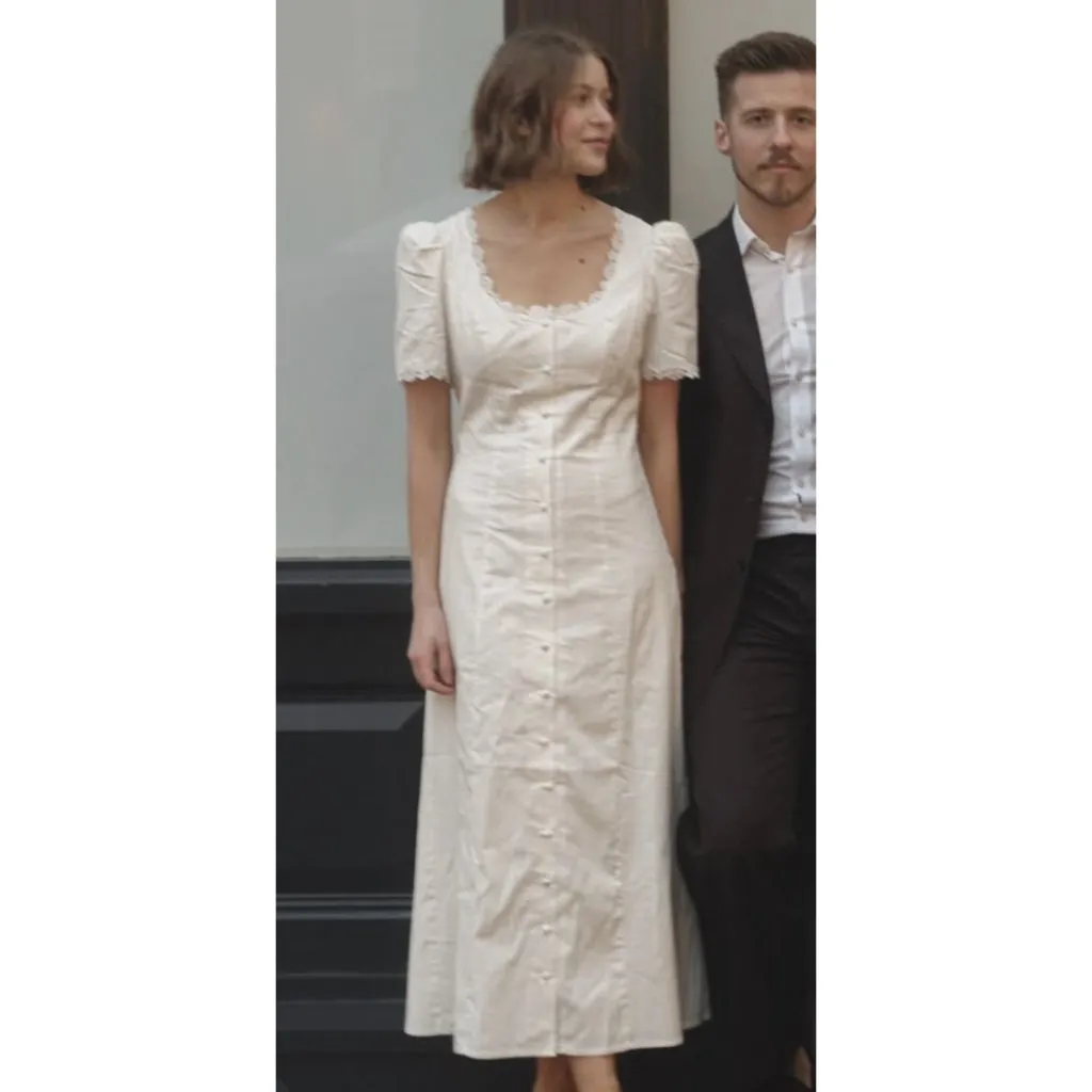 REFORMATION Alida Organic Cotton Button-Up Midi Dress in White Size US 4 - Image 2