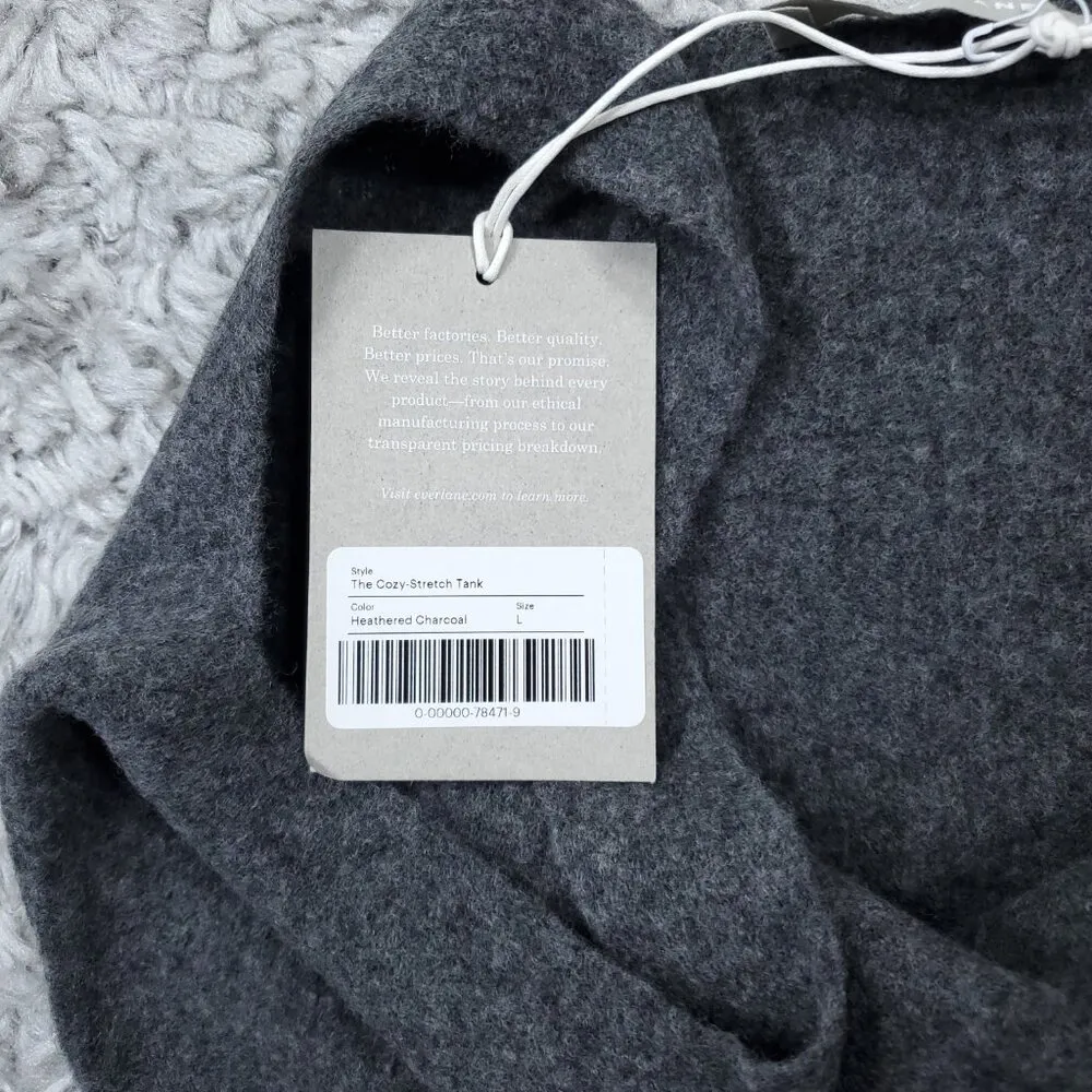 Everlane The Cozy Stretch Tank Crop Yak Wool Blend Large Heathered Charcoal Gray - Image 5