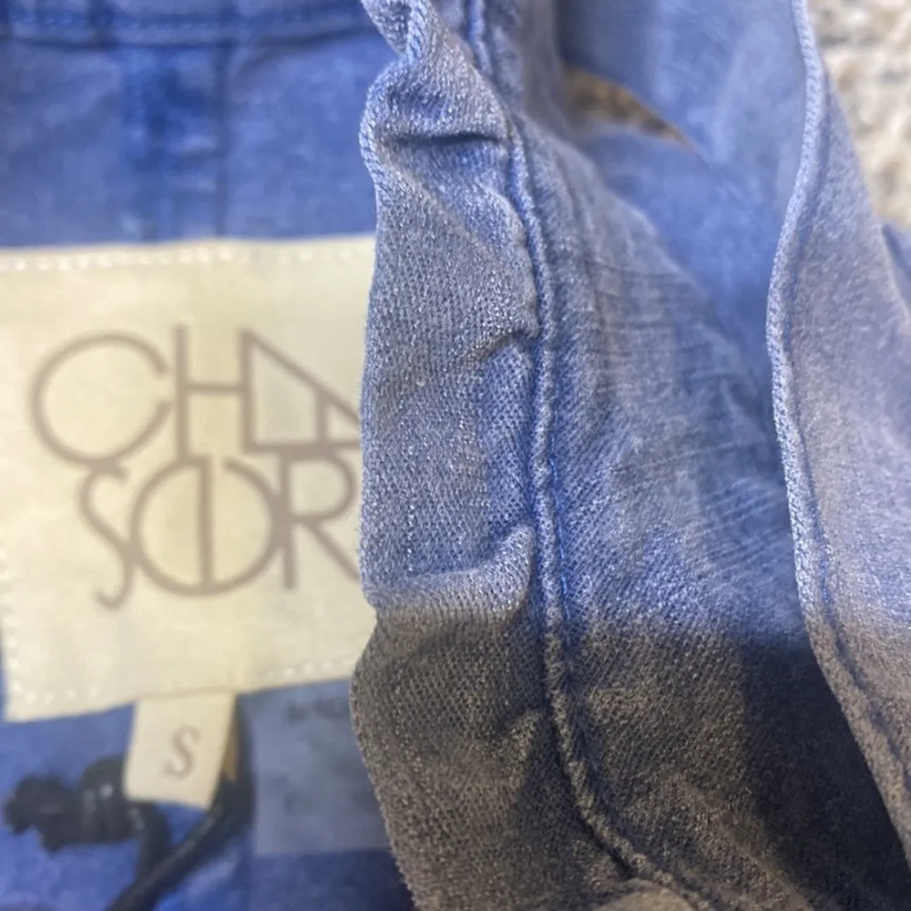 Chaser Stretch Twill Distressed Paperbag Hi Lo Mini Skirt in Laguna small NWT - Image 3