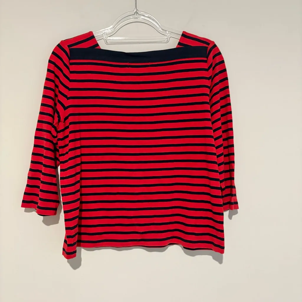 Lauren‎ Ralph Lauren Nautical Stripe Boat Neck top red black size large - Image 2