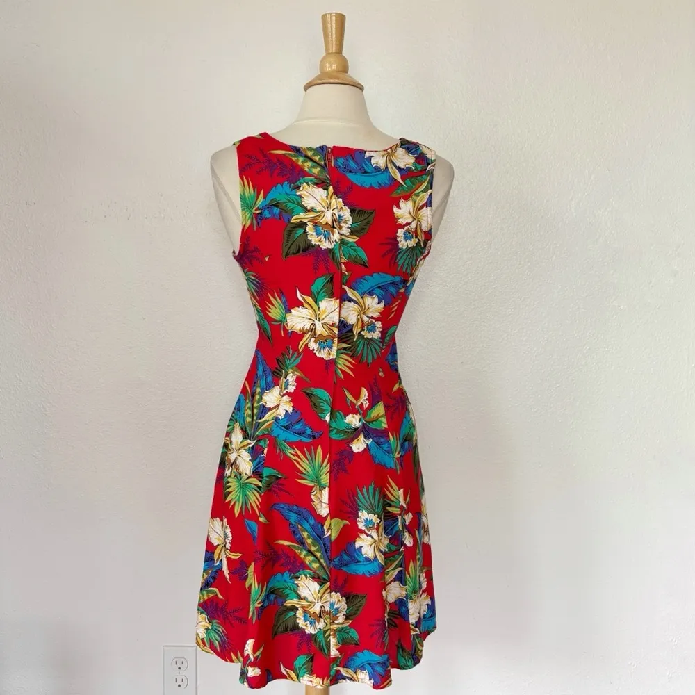 Vintage Red and Green Tie Front Mini Dress - Image 3