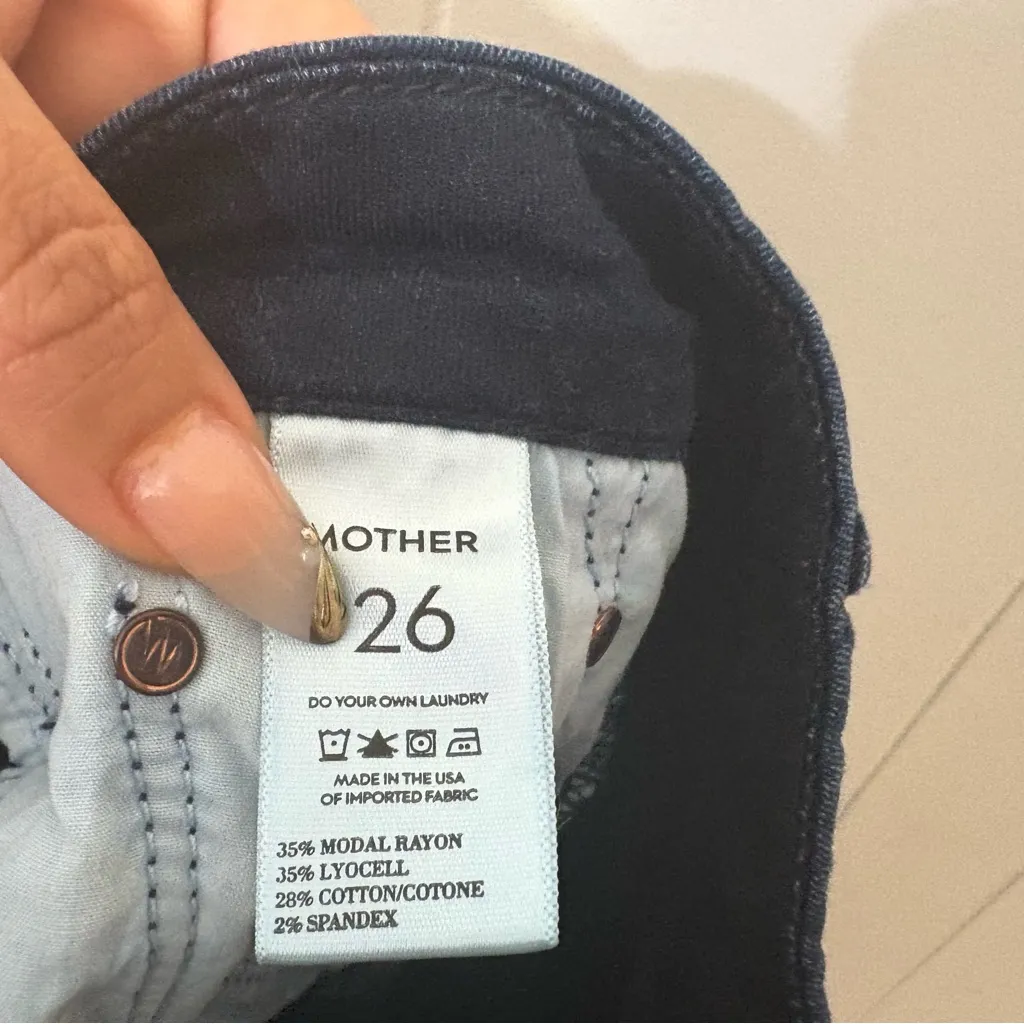 MOTHER The Slasher Skinny / Slim Jeans Midsummer Moon Size 26 Dark Wash Denim Blue - Image 14