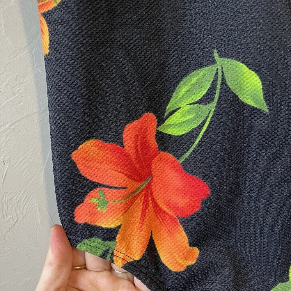 LONGITUDE Vintage floral purple green black bold colored one piece swimsuit sz 8 - Image 3