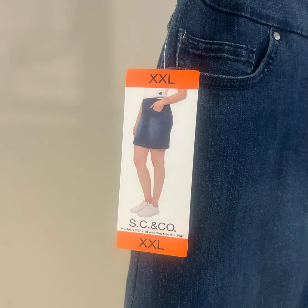 S.C. & Co Stretch Denim Skirt With Shorts Women’s XXL Blue NWT - Image 6