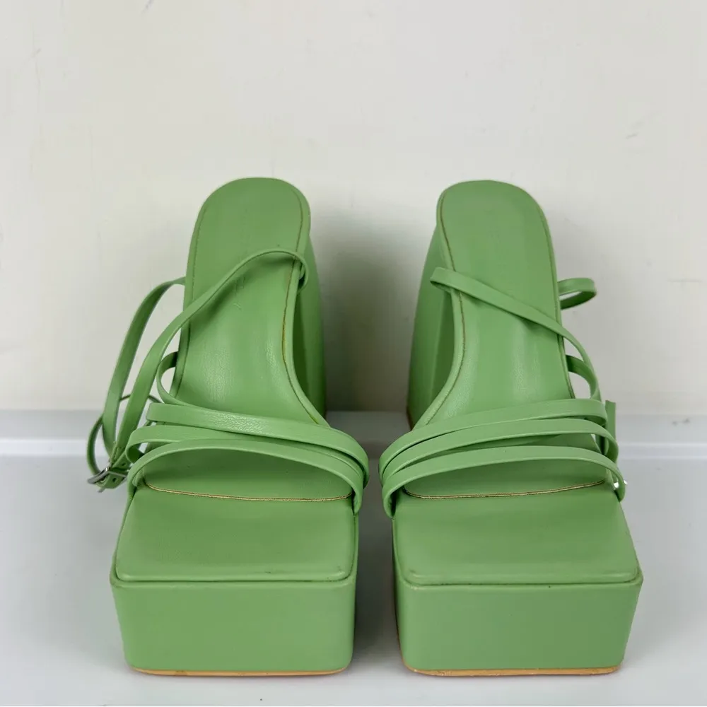 Princess Polly La Belle Platform Heels Green Sz 6 Strappy - Image 6