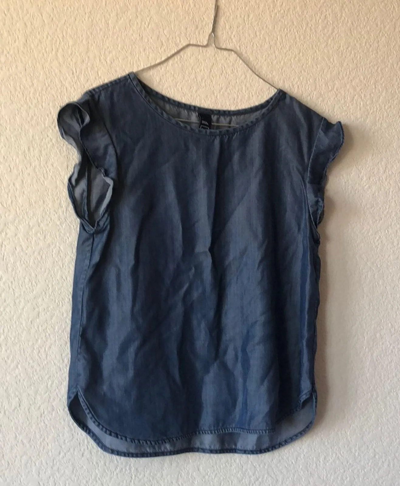 GAP chambray flutter sleeve top size S preppy nautical coastal grandma summer - Image 3