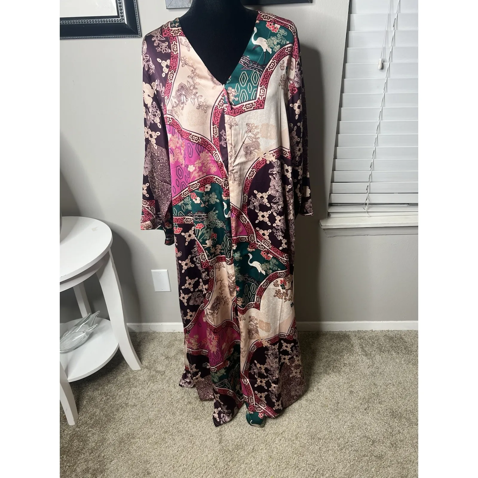 Natori Caftan Zip Front Maxi Dress Lounge Large NWOT - Image 13