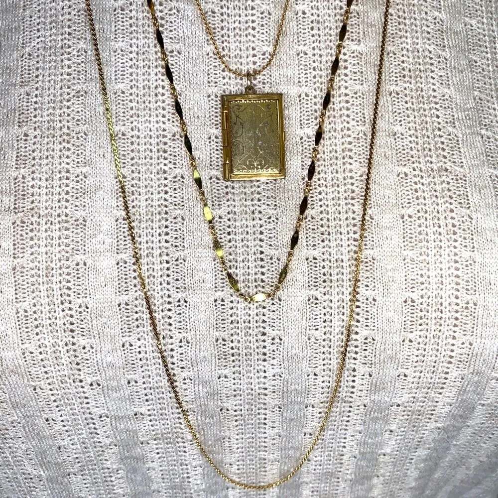 Vintage Napier Multi Strand Necklace and Carl Art Locket Rectangle Gold Tone - Image 7