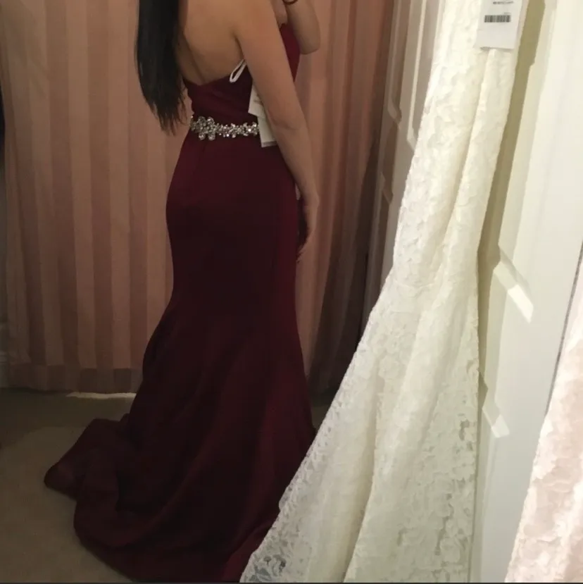 Burgundy Mermaid Prom Dress - Image 6