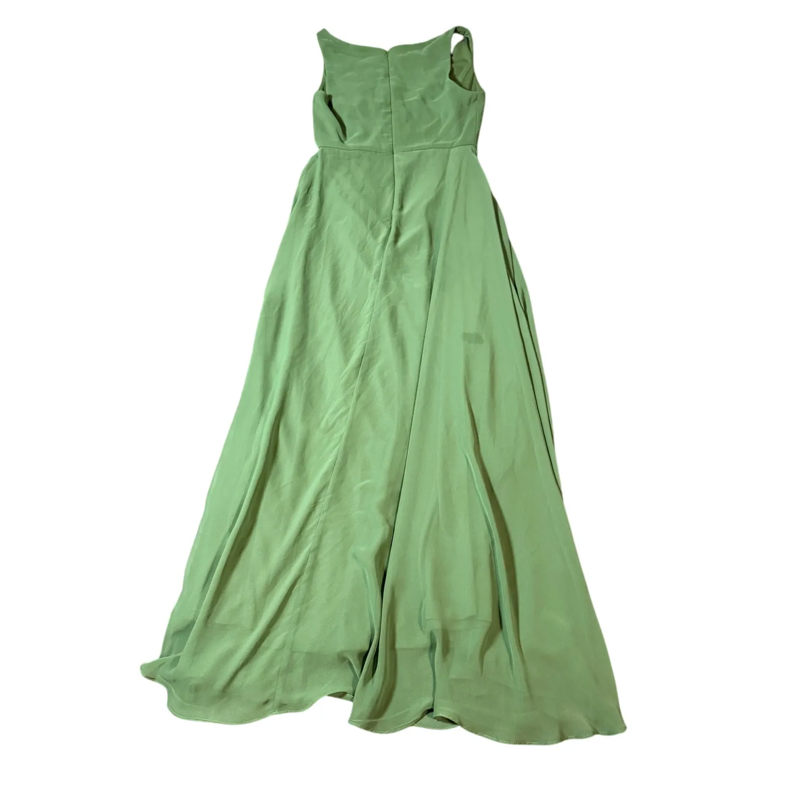 NWT After Six Deep V-Neck‎ Chiffon Maxi Dress Vineyard Green Size 8 R FLAW - Image 4
