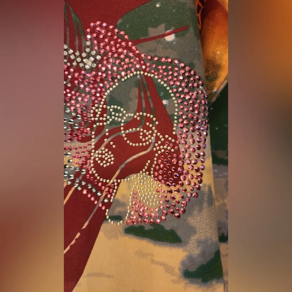 Christian Audigier Crystal Rock Women’s Orange Rhinestone Hoodie Size Small - Image 6