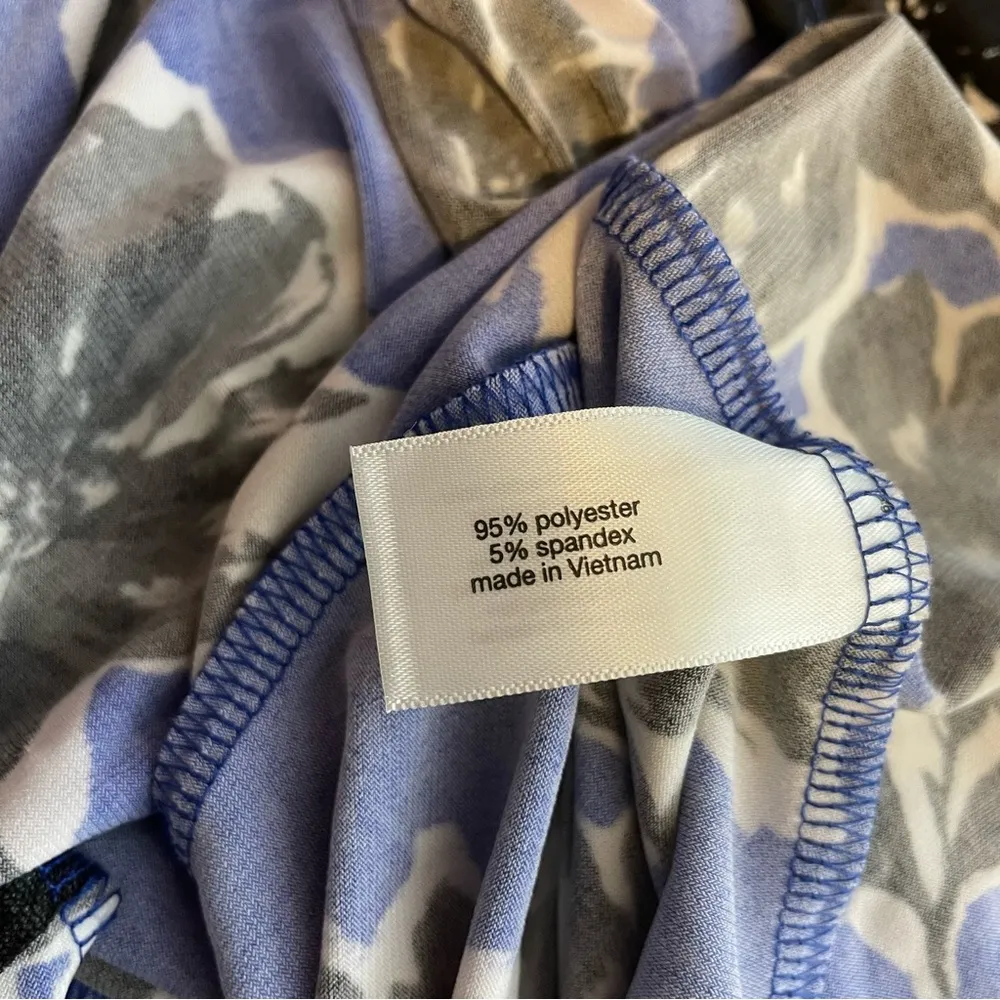 Lane Bryant Blue Black floral knit short sleeve belted dress womens 26 28 new - Image 14