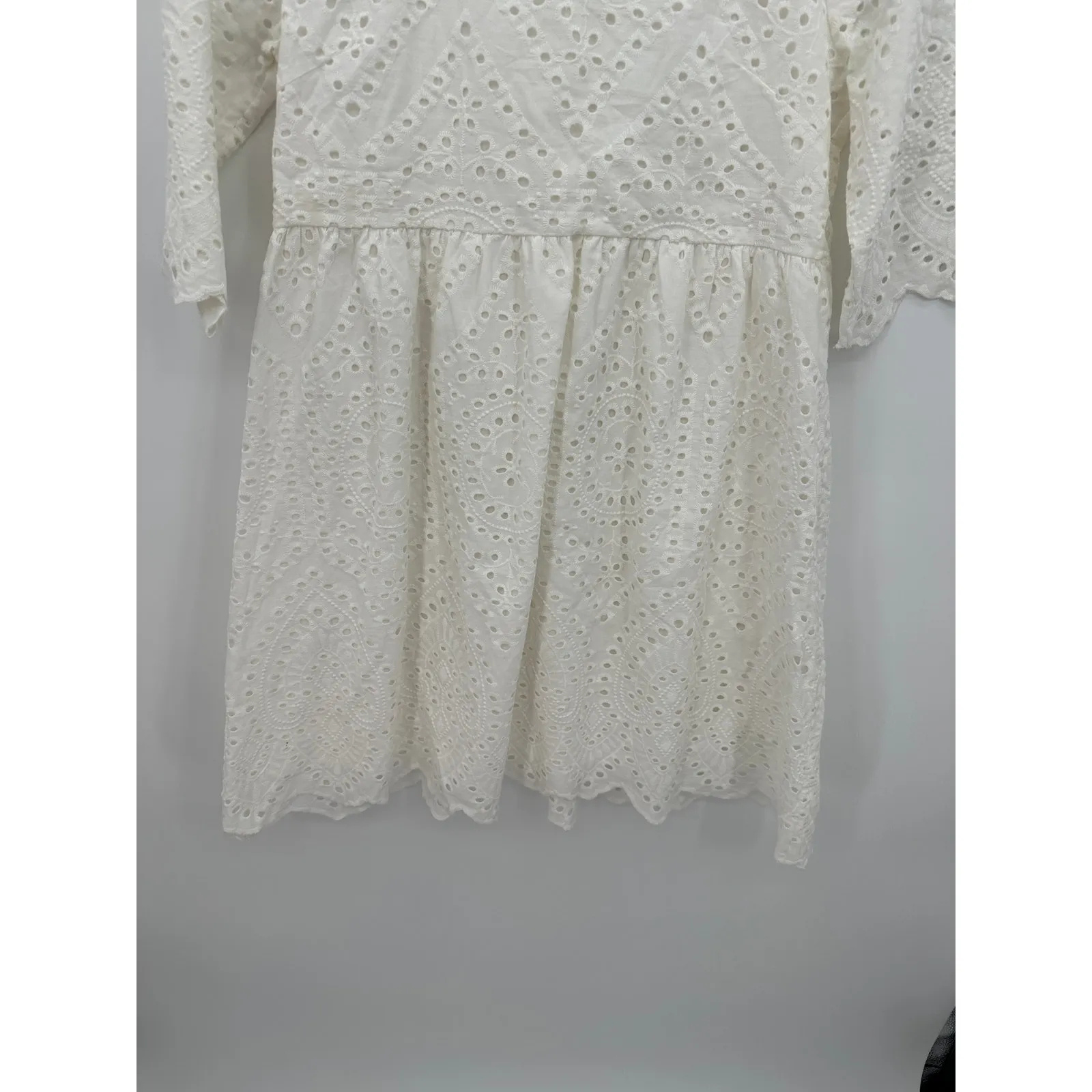 Unbranded Womens White Eyelet Dress Size L Modest 1/2 Sleeve Coquette Dainty Size L - Image 3