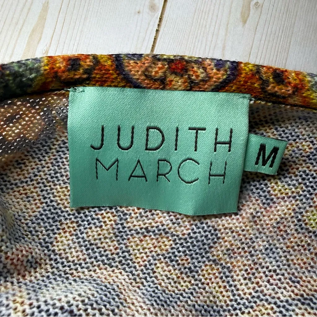 Judith March Bohemian Orange and Brown V-Neck Blouse - Image 3