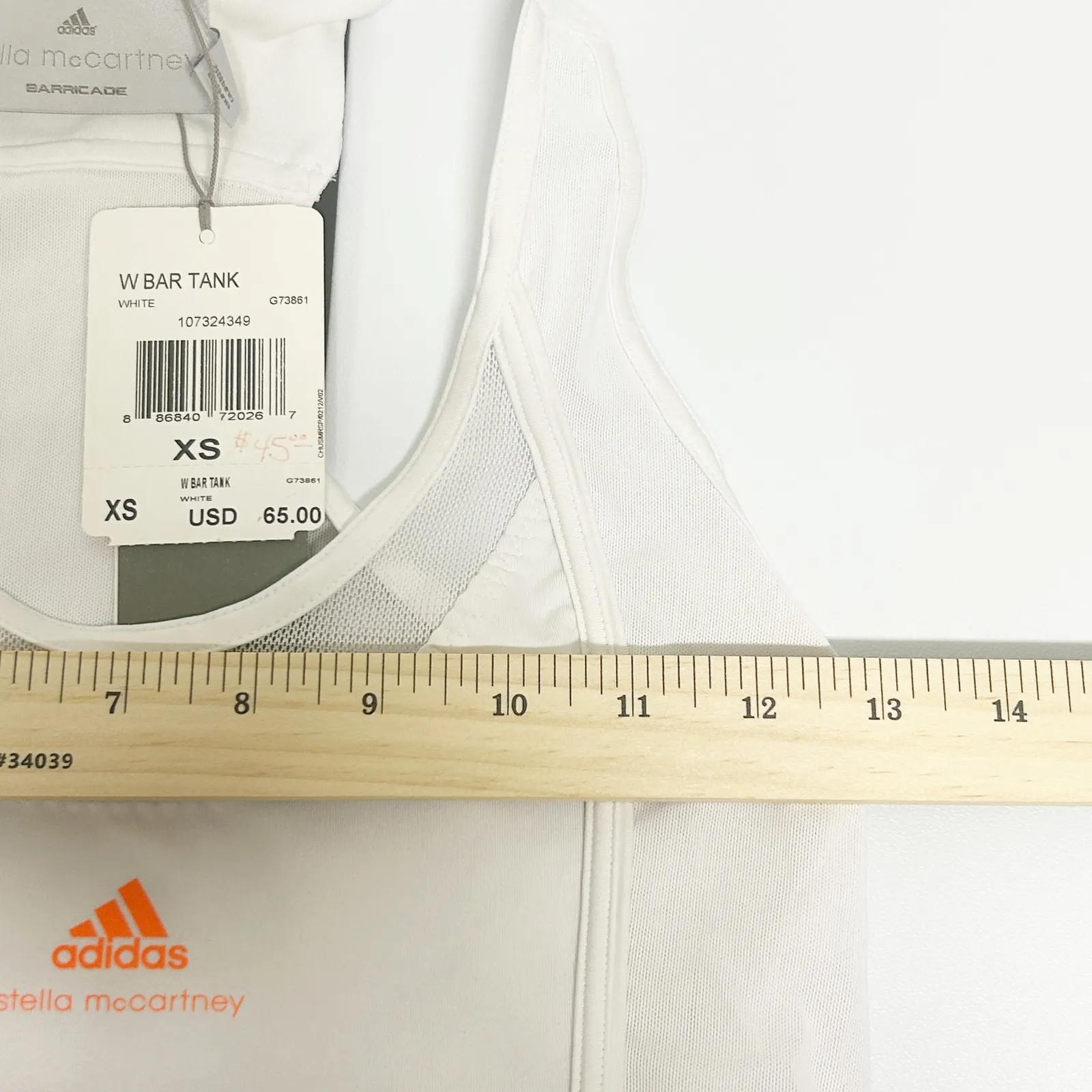 NWT Adidas x Stella McCartney Womens Barricade Tennis Workout Tank Top Size XS White - Image 11