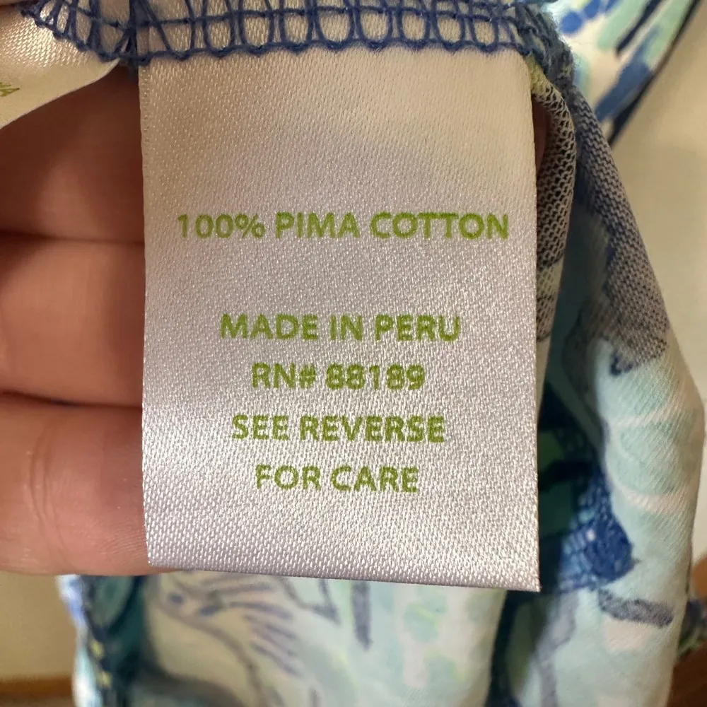 Lilly Pulitzer Marlowe Dress Sand Dollar Indigo Blue Pima Cotton Size Medium - Image 6