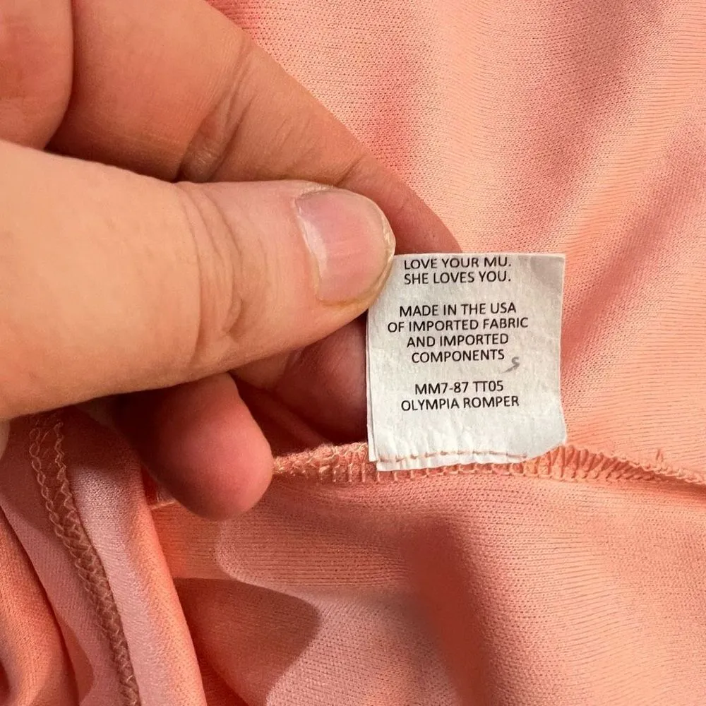 Show me your mumu pink blue floral Olympia wide leg shirt romper size medium - Image 13