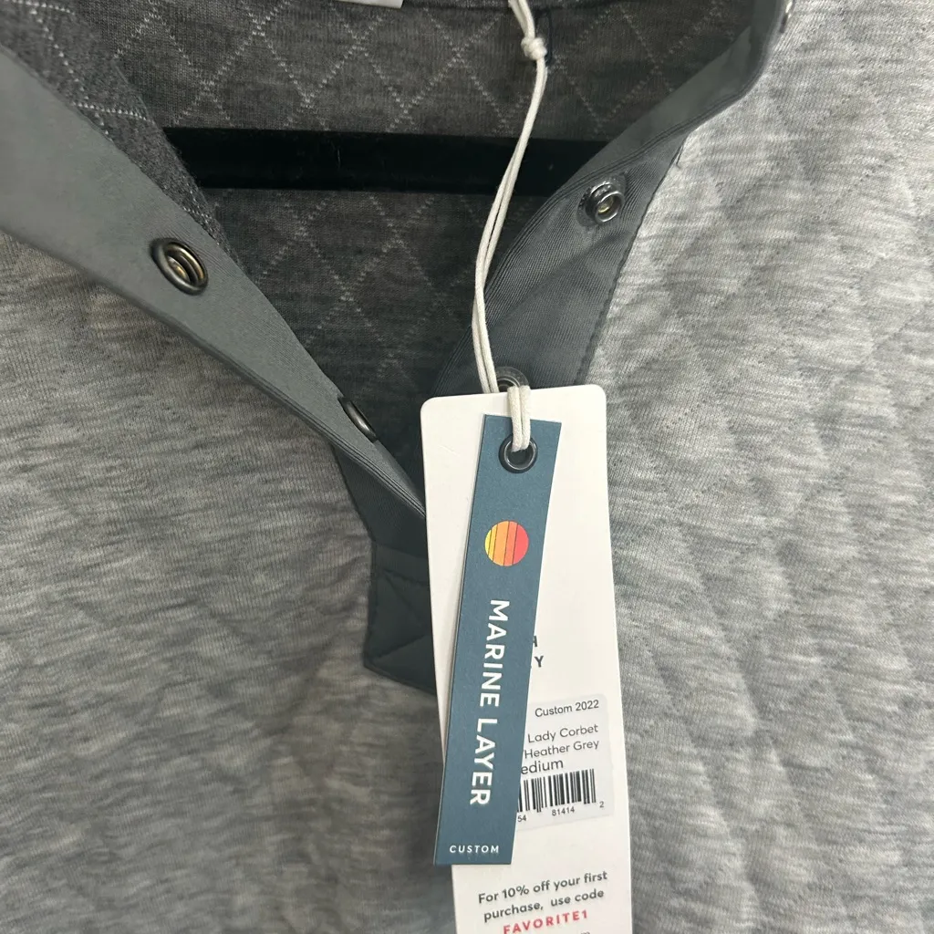 Marine Layer Women's Corbet Quilted Snap Pullover Jacket Gray Medium NWT - Image 3