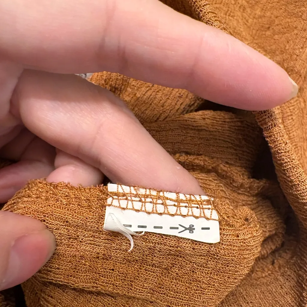 Zara Wide Leg Pants Golden Brown Neutral Knit Quiet Luxury Capsule Wardrobe S - Image 6